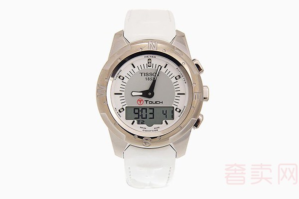 二手天梭 触屏系列 时尚白色表带石英表腕表手表 T047.220.46.086.00