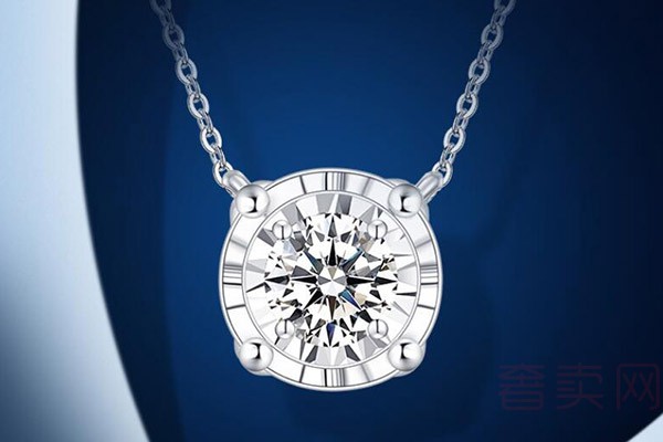 二手CRD克徕帝 18k金项链女钻石吊坠单钻圆形钻石项链 主石20分