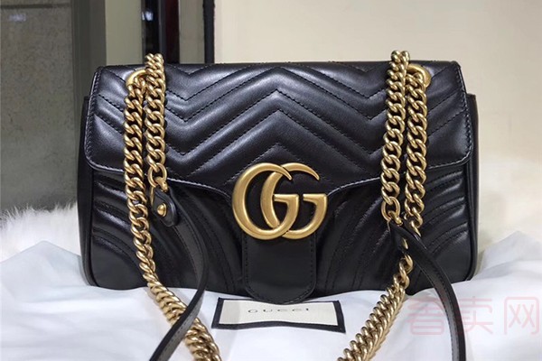 二手古驰Gucci GG MARMONT黑色链条包
