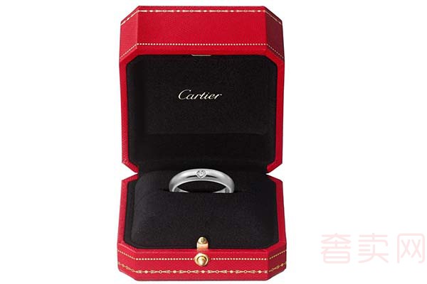 二手卡地亚1895结婚对戒 铂金钻石戒指B4071800包装展示